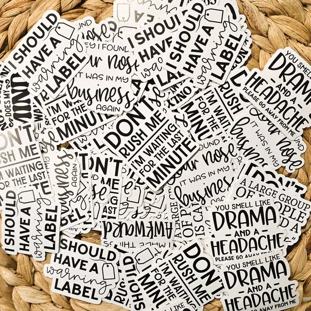 Black & White Assorted Small 2" Vinyl Stickers